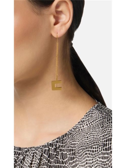 ORECCHINI PENDENTI CON LOGO ELISABETTA FRANCHI | OR16A56E2U95 Oro Giallo